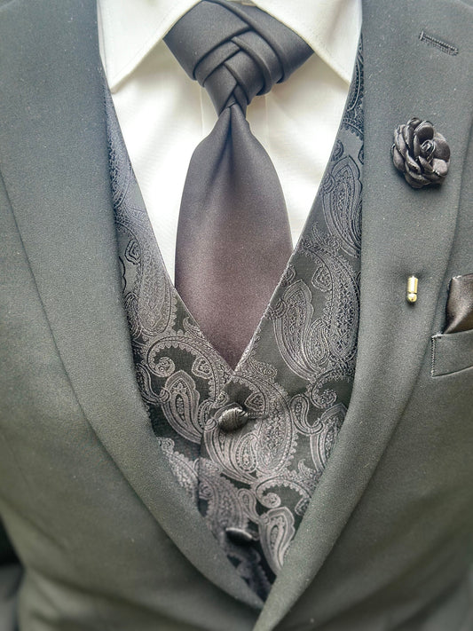 Fishbone Knot Necktie: Pre-tied Wedding Groomsmen Tie