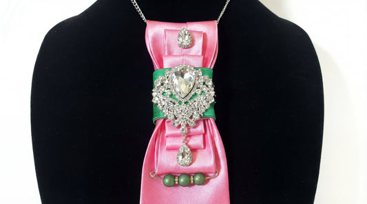 Pink and Green Goddess Necktie for Weddings, Business and Formal Events