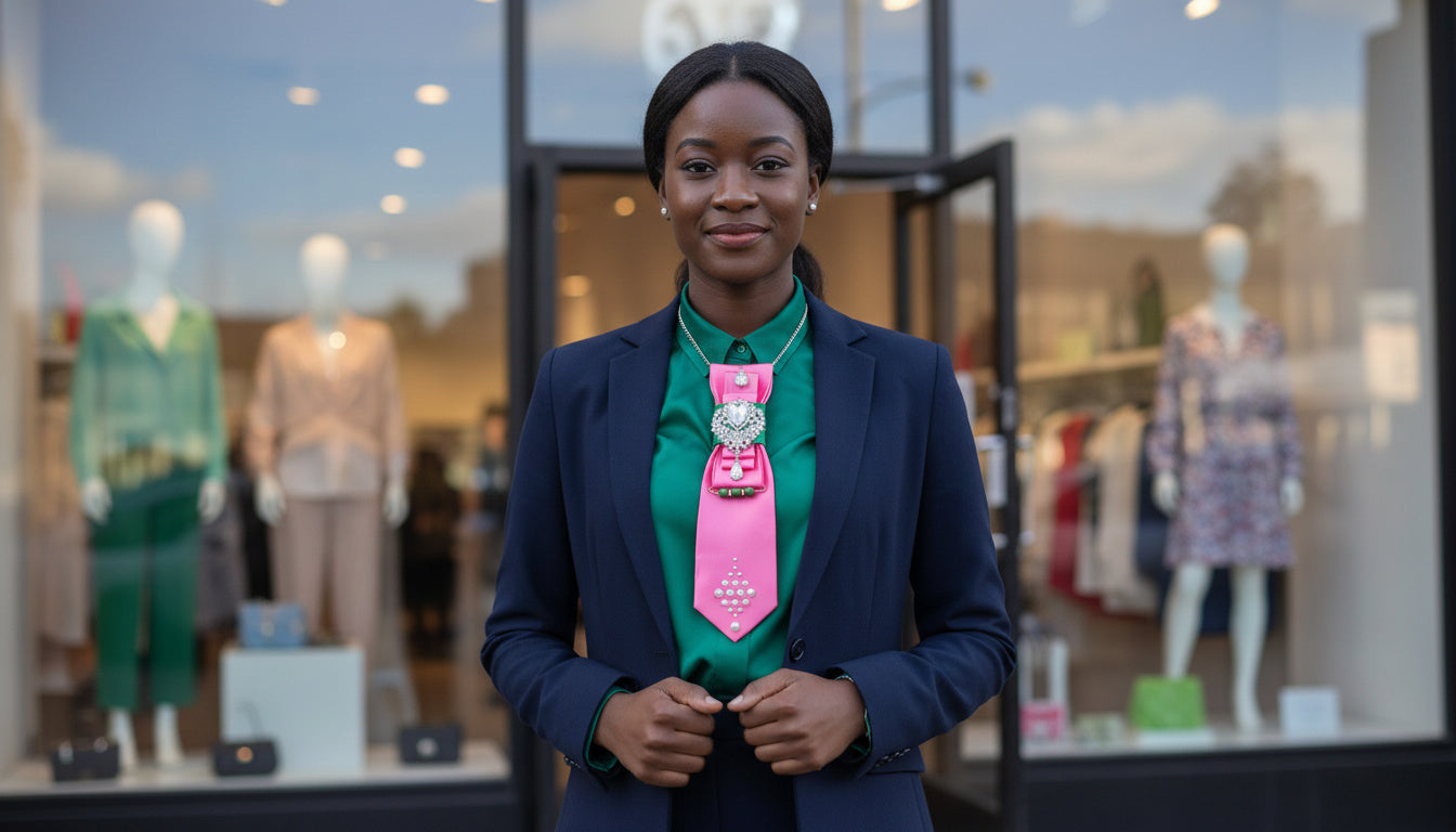 Pink and Green Goddess Necktie for Weddings, Business and Formal Events