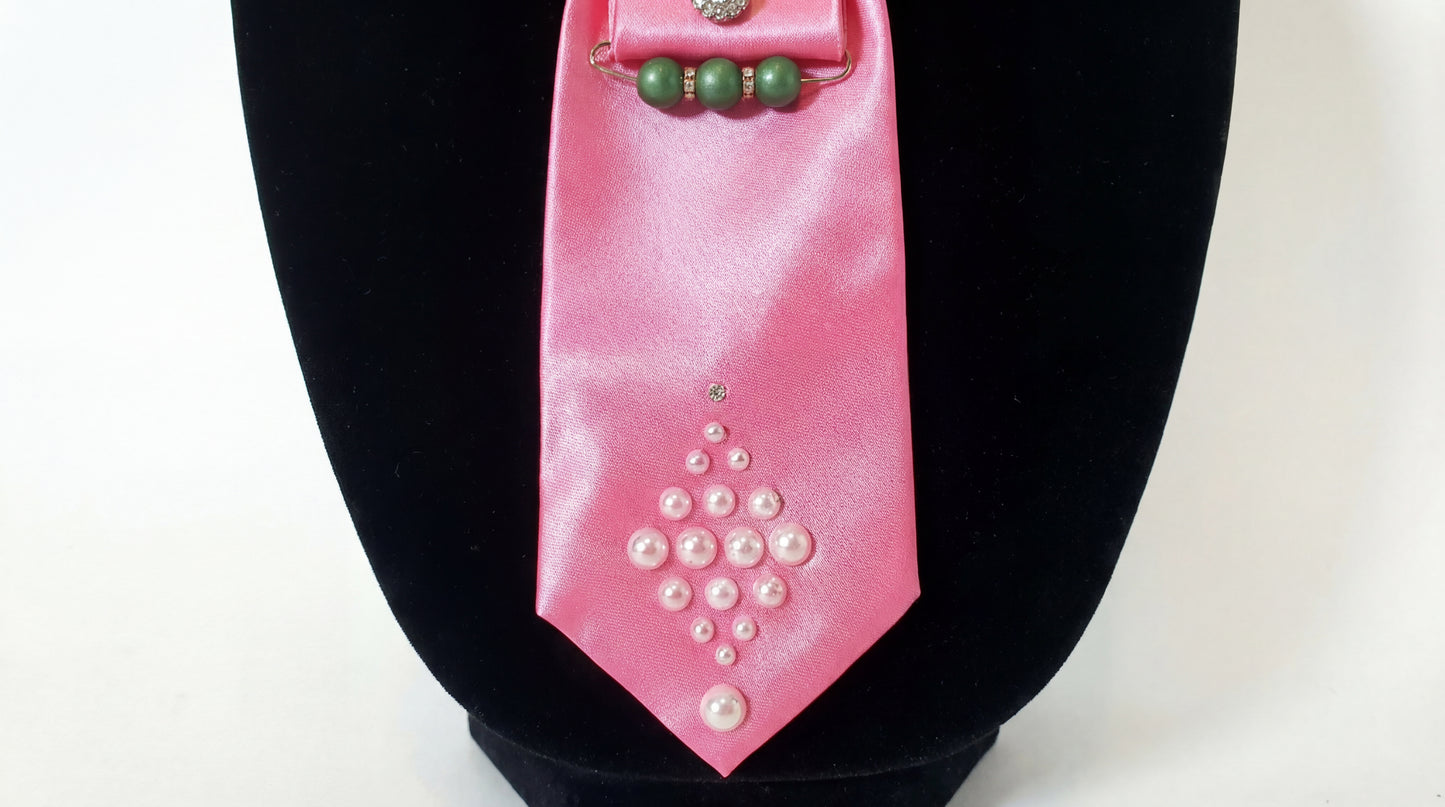 Pink and Green Goddess Necktie for Weddings, Business and Formal Events
